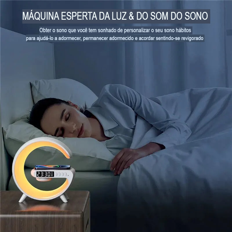 Carregador sem fio Pad com despertador, carregamento rápido, iPhone, Samsung, Xiaomi